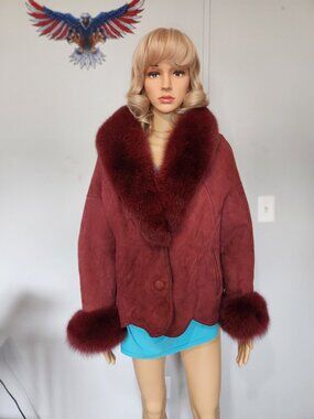 #814 Suede/fox fur coat